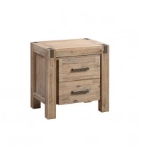 Java Two Drawers Bedside Table In Solid Acacia Timber In Oak Colour
